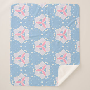 Blue & Pink Abstract Heart Pattern Sherpa Blanket