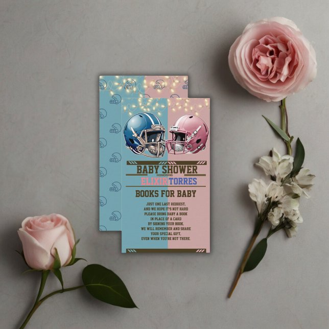 Blue & Pink American Football Helmet Baby Shower Enclosure Card (Creator Uploaded)