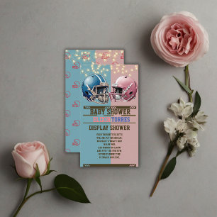 Blue & Pink American Football Helmet Baby Shower Enclosure Card