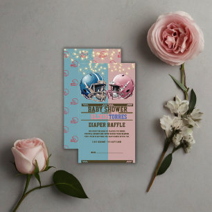 Blue & Pink American Football Helmet Baby Shower Enclosure Card