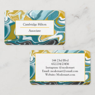 Blue, Pink and Gold Marble Business Card