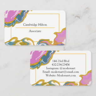 Blue, Pink and Gold Marble   Business Card