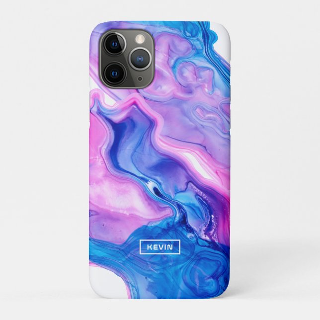 Blue pink and purple geode ink texture Case-Mate iPhone case (Back)