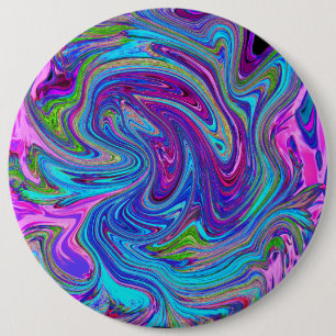 Blue, Pink and Purple Groovy Abstract Retro Art 6 Cm Round Badge