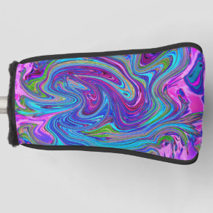 Blue, Pink and Purple Groovy Abstract Retro Art Golf Head Cover