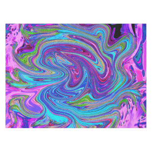 Blue, Pink and Purple Groovy Abstract Retro Art Tablecloth
