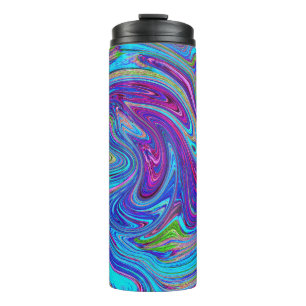 Blue, Pink and Purple Groovy Abstract Retro Art Thermal Tumbler