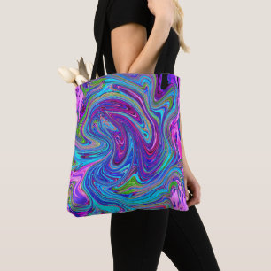 Blue, Pink and Purple Groovy Abstract Retro Art Tote Bag