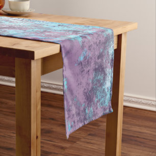Blue, Pink and Purple Marble Abstract Short Table Runner