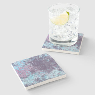 Blue, Pink and Purple Marble Abstract Stone Coaster