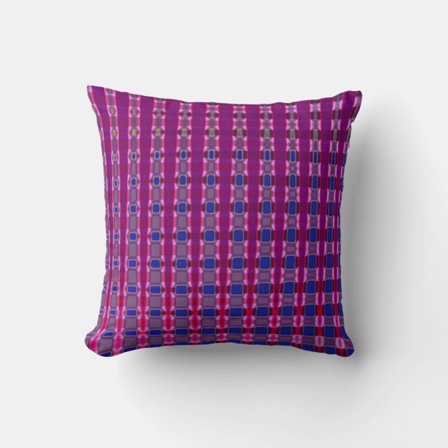Blue, Pink and Purple Retro Pattern Cushion (Front)