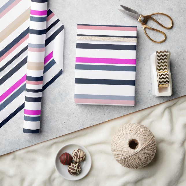 Blue Pink and Sand Stripes Wrapping Paper (Crafts)