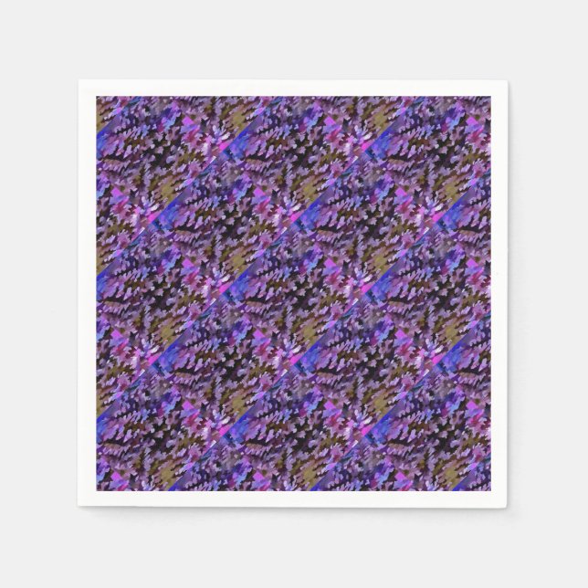 Blue, Pink and Sienna Camouflage Pattern Napkin (Front)