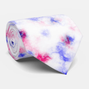Blue Pink and White Marble Pattern Tie