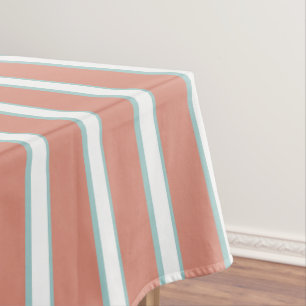 Blue, pink and white stripes pattern tablecloth
