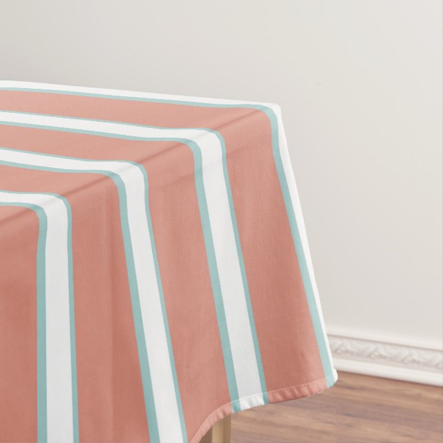 Blue, pink and white stripes pattern tablecloth (In Situ)