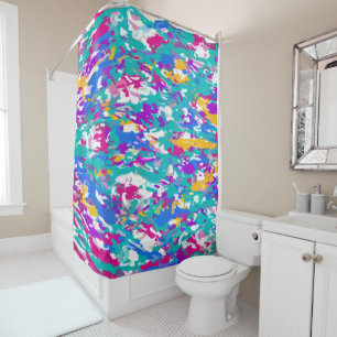 Blue, Pink and Yellow Shower Curtain