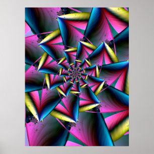 Blue, Pink and Yellow Spiral Poster