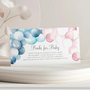 Blue Pink Arc Balloons Gender Reveal Book Request Enclosure Card