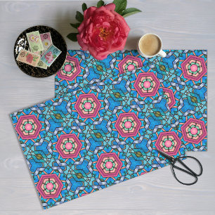 Blue & Pink Art Deco Glass Ribbons Elegant Vintage Tissue Paper