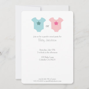 Blue & Pink Baby Bodysuit Baby Reveal Invitation