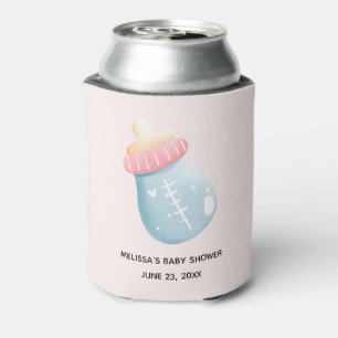 Blue & Pink Baby Bottle Cute Can Cooler