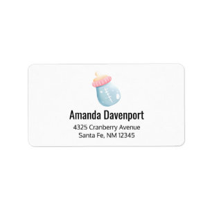 Blue & Pink Baby Bottle Cute Label