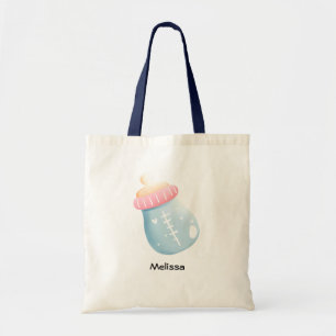 Blue & Pink Baby Bottle Cute Tote Bag
