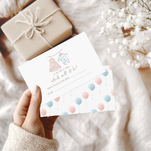 Blue Pink Baby Clothes Gender Reveal Guess Game Enclosure Card