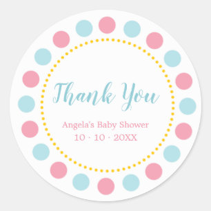 Blue & Pink Baby Shower Thank You Stickers