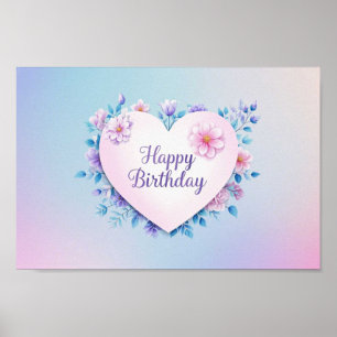 Blue Pink birthday luxurious elegant extravagant  Poster