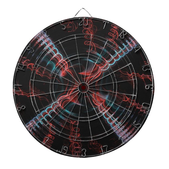 Blue Pink Black Abstract Spiral Fractal Dart Board (Front)