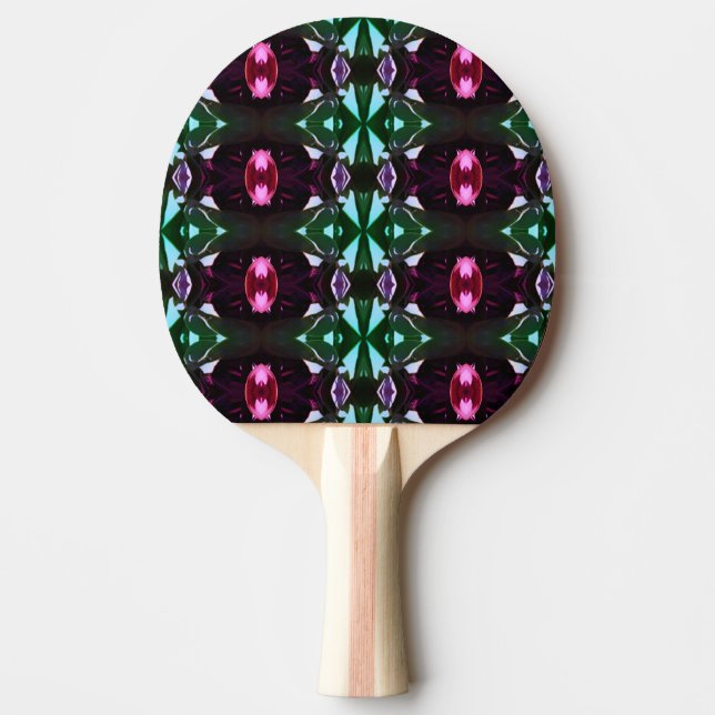 Blue Pink Black Purple Gems Pattern Ping Pong Paddle (Front)