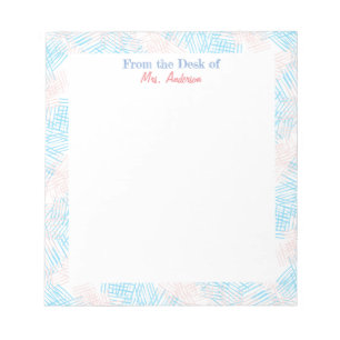 Blue & Pink Border Teacher's Notepad