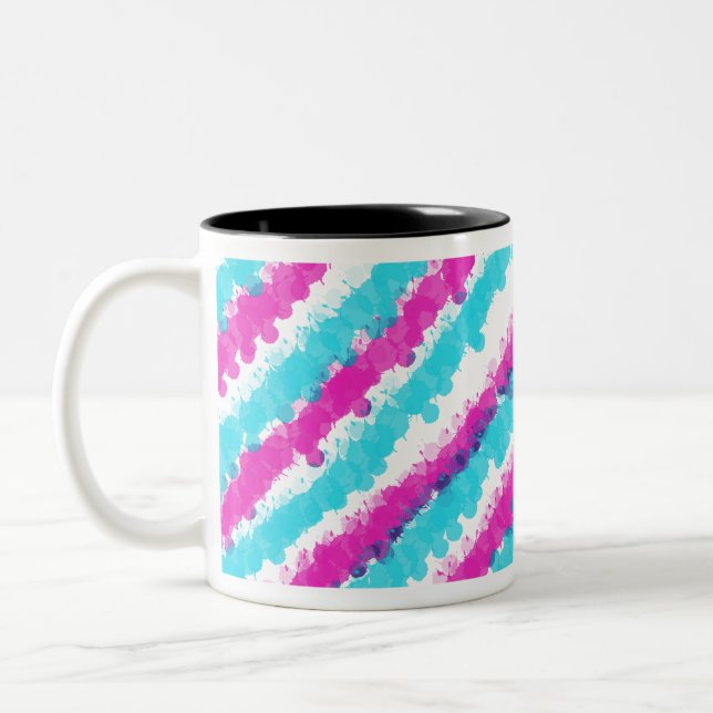 Blue & Pink Bright Splatter Two-Tone Coffee Mug (Left)