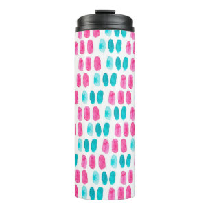 Blue pink brushstrokes. Abstract painting pattern Thermal Tumbler