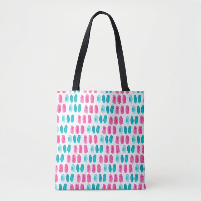 Blue pink brushstrokes. Abstract painting pattern Tote Bag (Front)