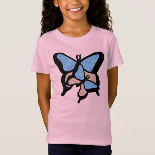 Blue & Pink Butterflies Girls Tee