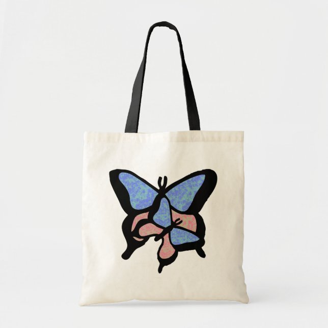 Blue & Pink Butterflies Tote Bag (Front)