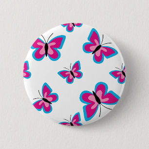 Blue Pink Butterfly Pattern 6 Cm Round Badge