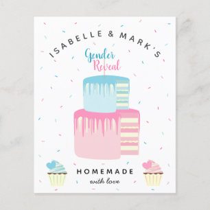 Blue Pink Cake Gender Reveal Party Invitation