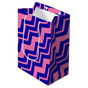 Blue Pink Chevron Zigzag Design  Medium Gift Bag