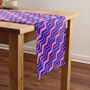 Blue Pink Chevron Zigzag Design Short Table Runner
