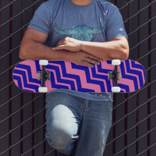 Blue Pink Chevron Zigzag Design  Skateboard