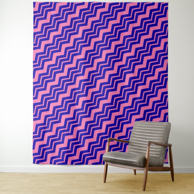 Blue Pink Chevron Zigzag Design  Tapestry (In Situ)