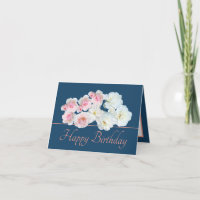 Blue Pink Chic Bouquet White Pink Roses Birthday