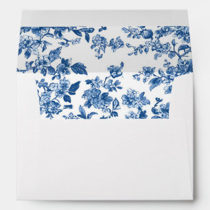 Blue Pink Chinoiserie Toile Christmas Candy Cane Envelope