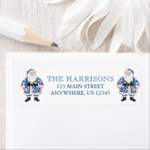 Blue & Pink Chinoiserie Toile Christmas Santa