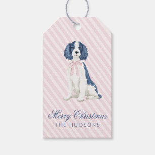Blue & Pink Christmas Dogs Gift Tags