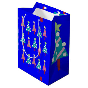 Blue Pink Christmas Trees Gift Bags